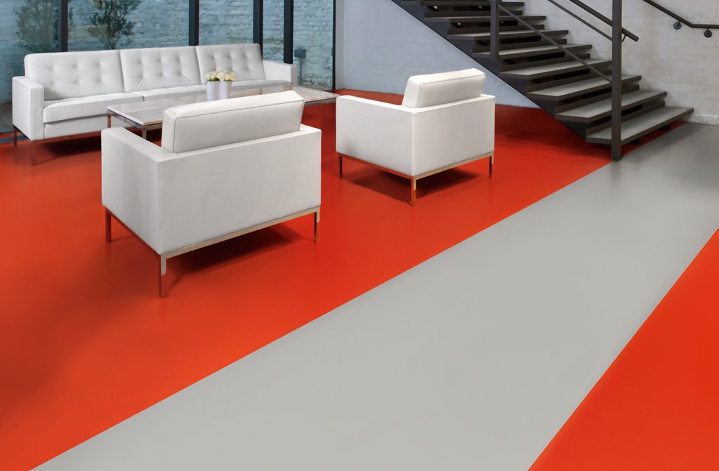 Polyflor Bloc 9948 Red Beacon and 9933 Studio Grey